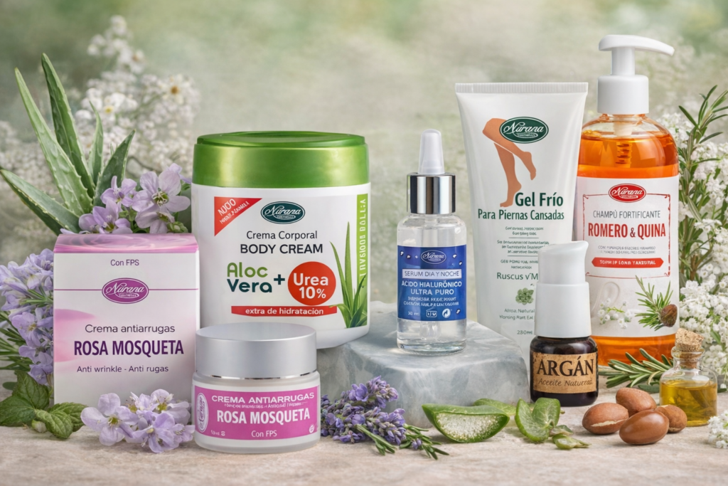 Gama de cosmética natural Nurana en Més Natur: cuidado facial, corporal, capilar y aceites naturales